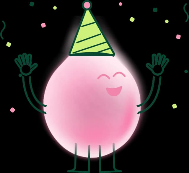 Welly in a party hat